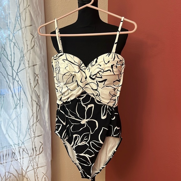 La Blanca Swim La Blanca Wrap Two Tone Floral Onepiece Bathing Suit